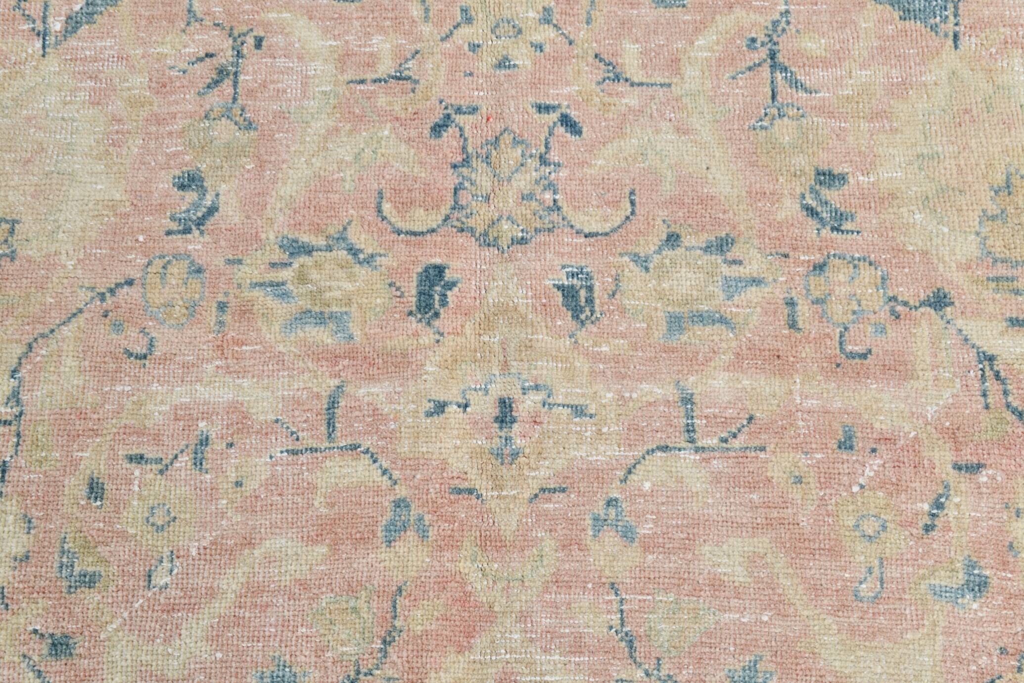 Large Pastel Pink Persian Floral Carpet, 294x382Cm