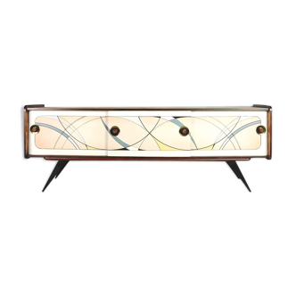 Mid-Century Modern Dutch Sideboard with Hand-painted Funky Pattern, 1960s