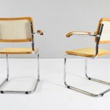 Set of Two Mid-Century Modern Marcel Breuer B64 Blonde Cesca Chairs, Italy, 70s
