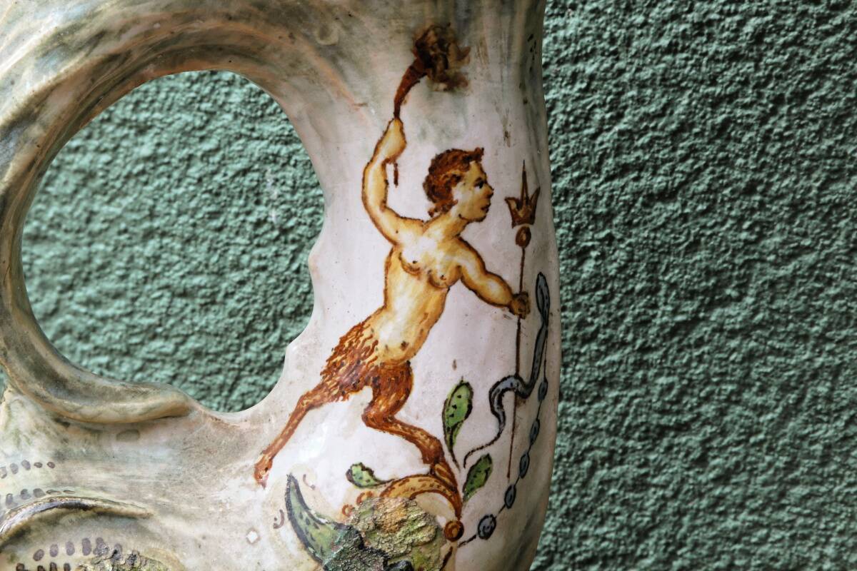Aiguière dauphin, 19ème, style Renaissance, Molaroni Pesaro