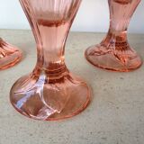 Coupes à glace de bistrot en verre rose - vintage