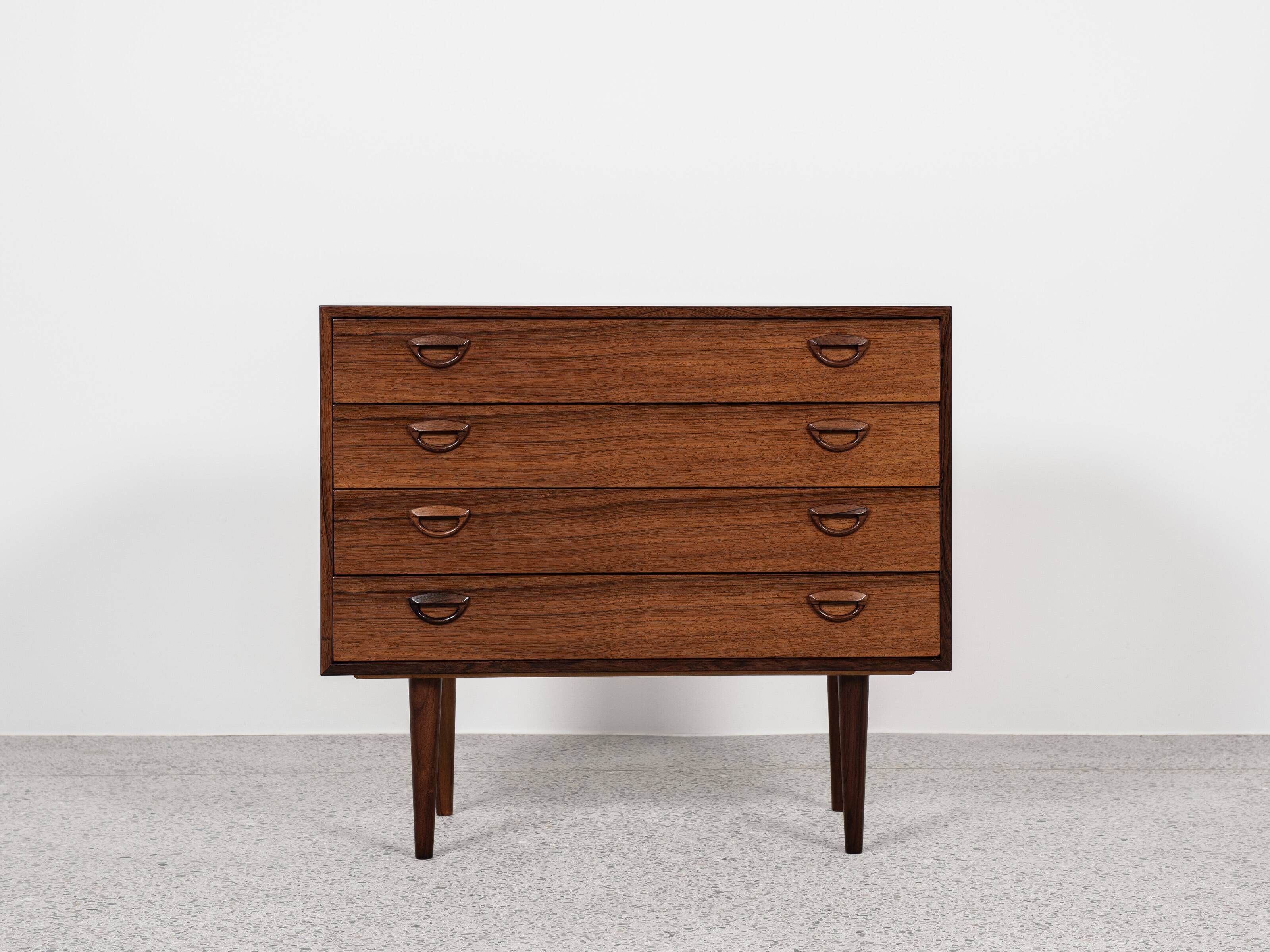 Danish chest of drawers from the 1950s with 4 drawers in rosewood by Kai Kristiansen for FM.