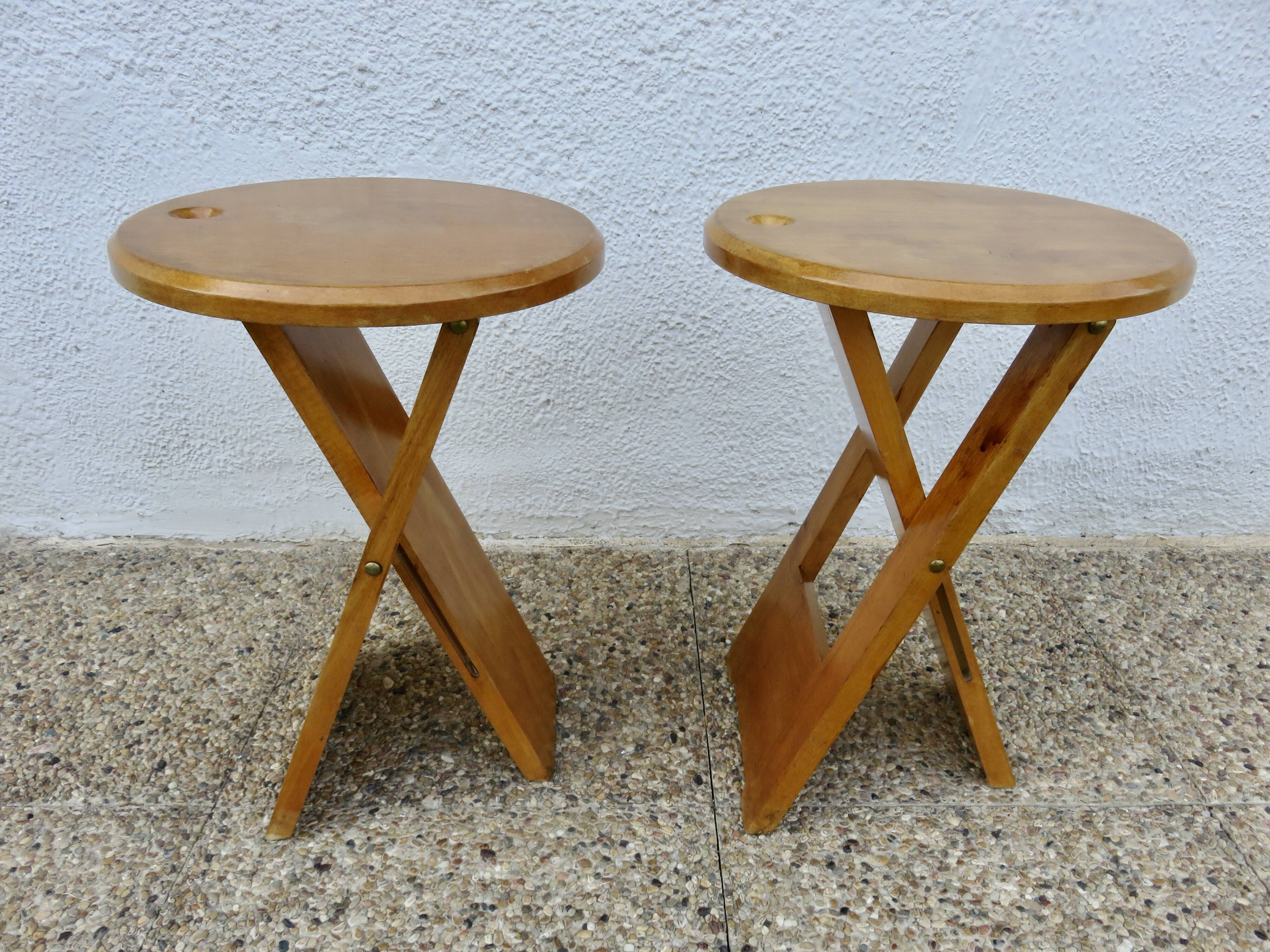 Paire de tabourets pliants attribué à Roger Tallon, 1980
