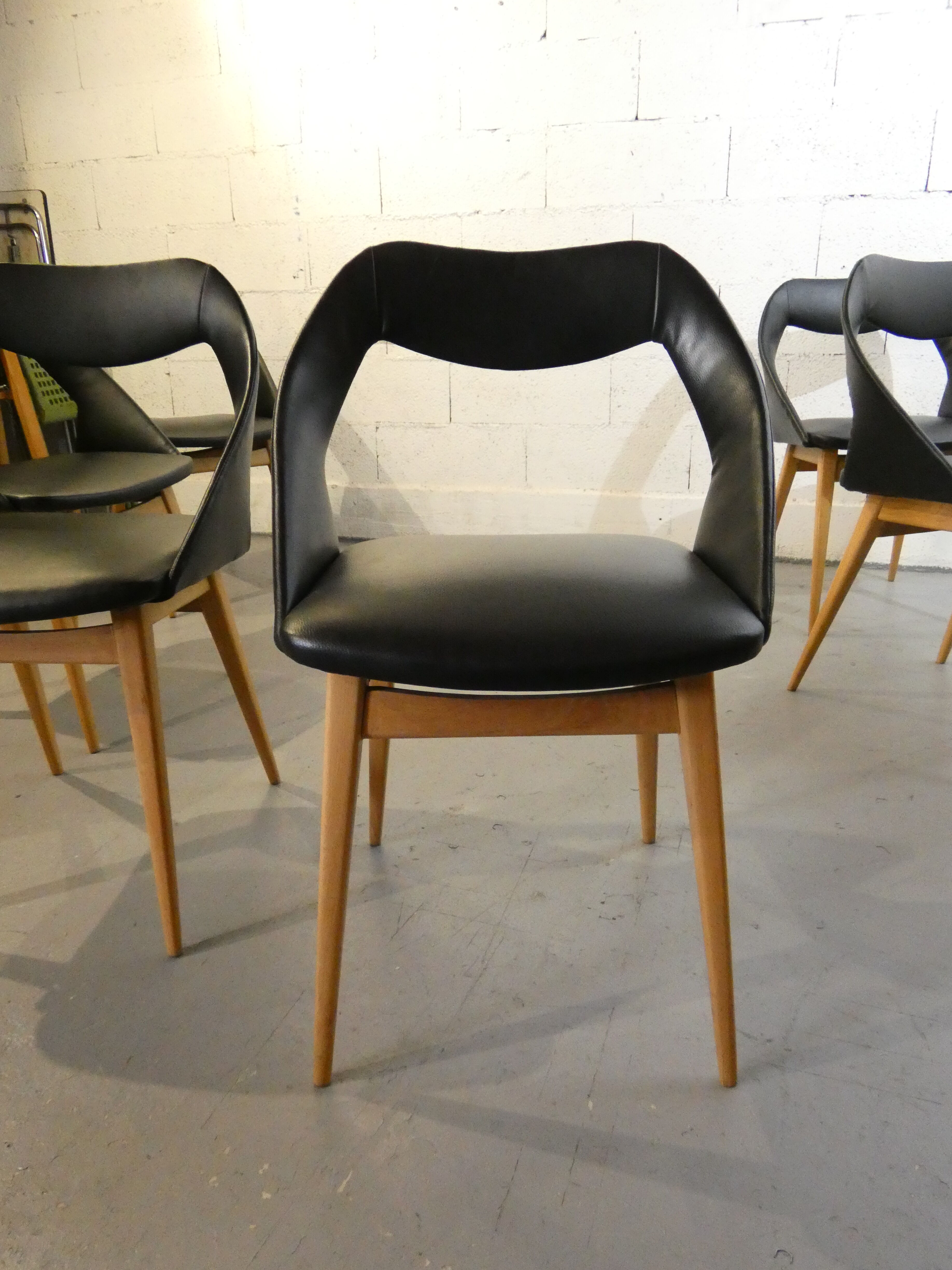 Série de 6 chaises de Louis Paolozzi édité par Zol 1950