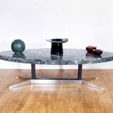 Oval coffee table in 70s green marble