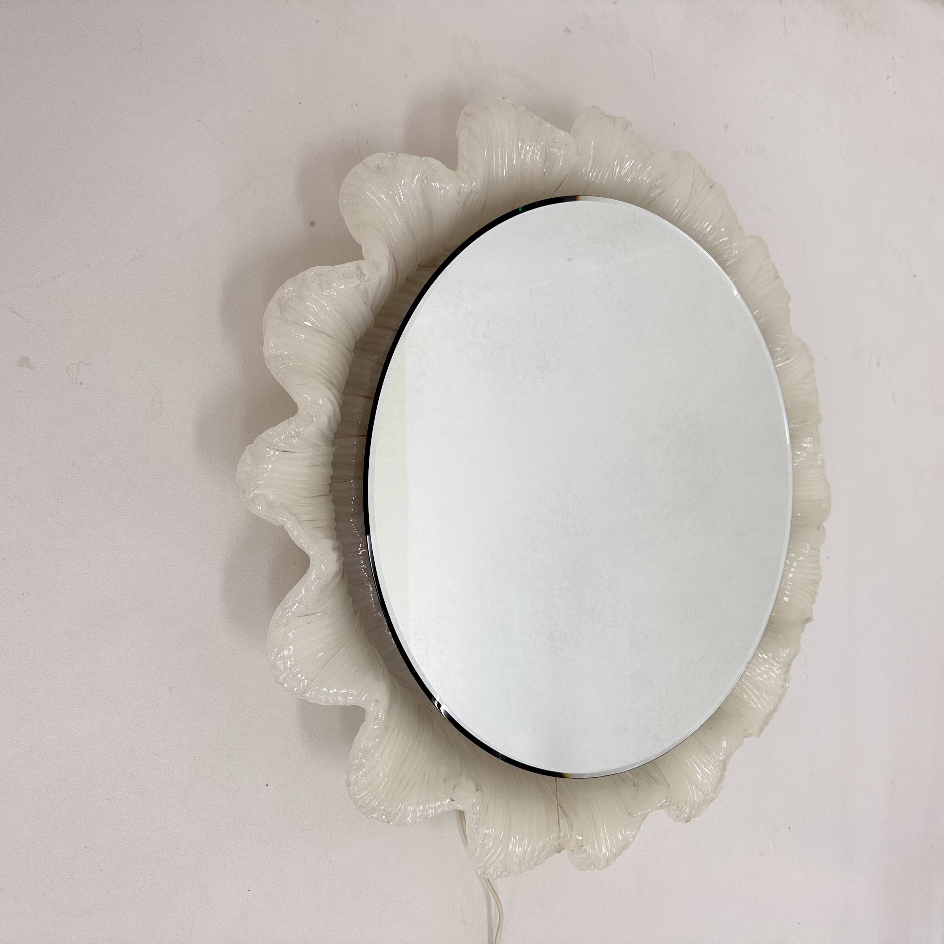 Vintage Lucite wall mirror with backlight , 1970’s , Germany