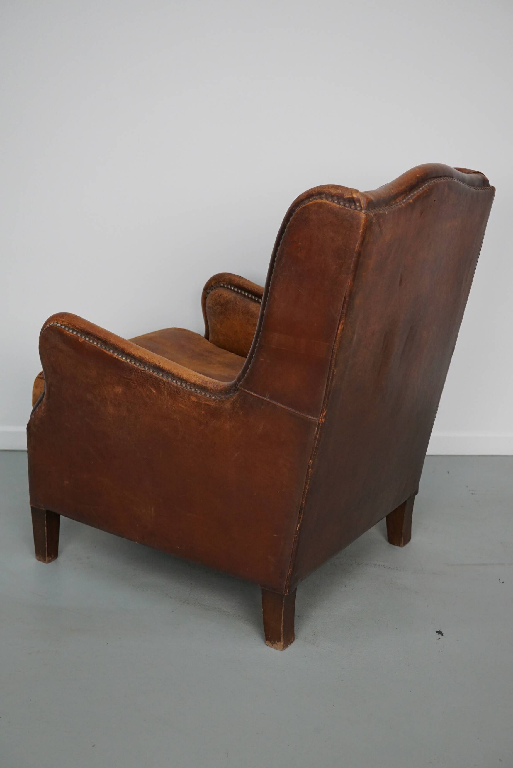 Vintage Dutch Club Chair in Cognac Leather
