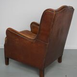 Vintage Dutch Club Chair in Cognac Leather