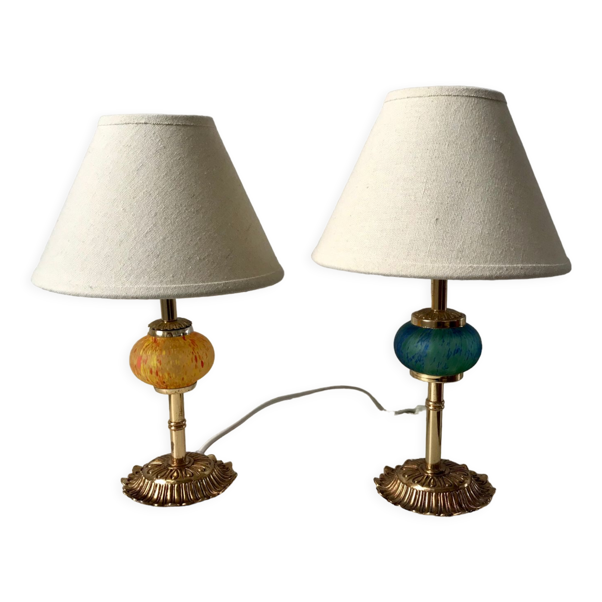 Pair of vintage murano glass lamp
