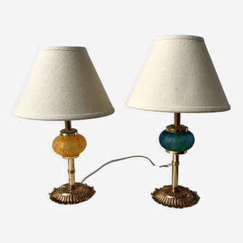 Pair of vintage murano glass lamp