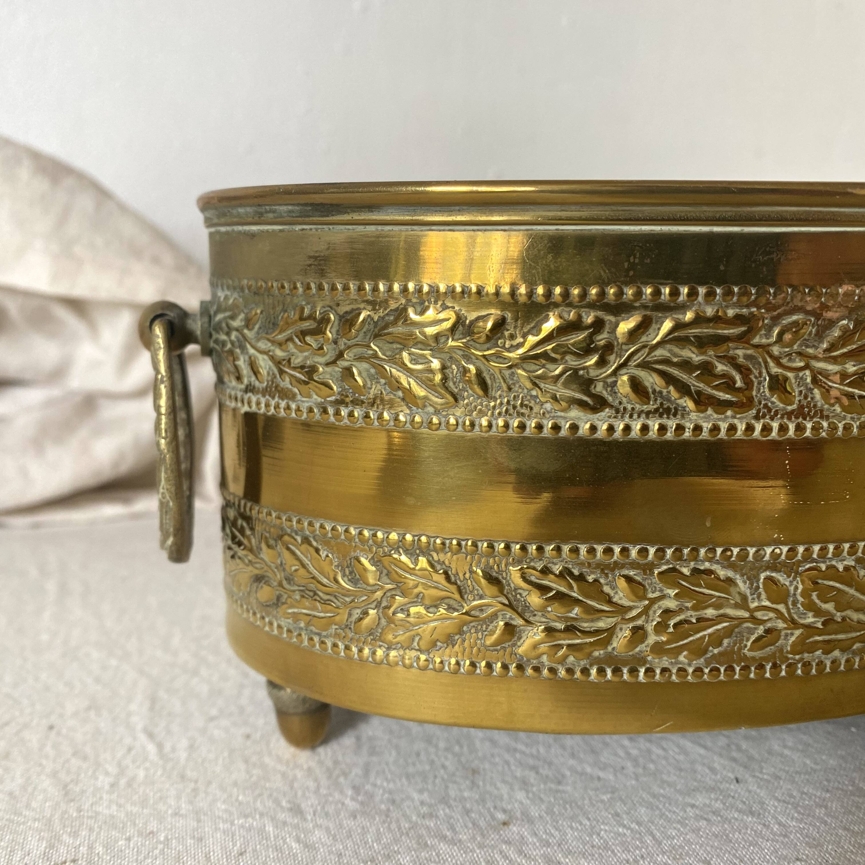 Antique brass planter