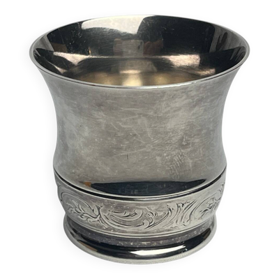 Ercuis, petit verre timbale de baptême métal argenté XXème
