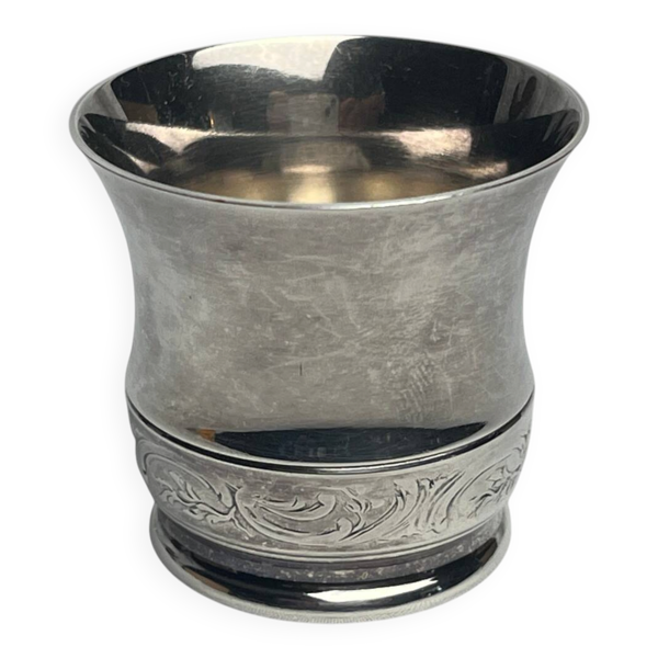 Ercuis, petit verre timbale de baptême métal argenté XXème