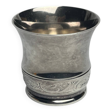 Ercuis, small baptismal cup in silver-plated metal from the 20th century.