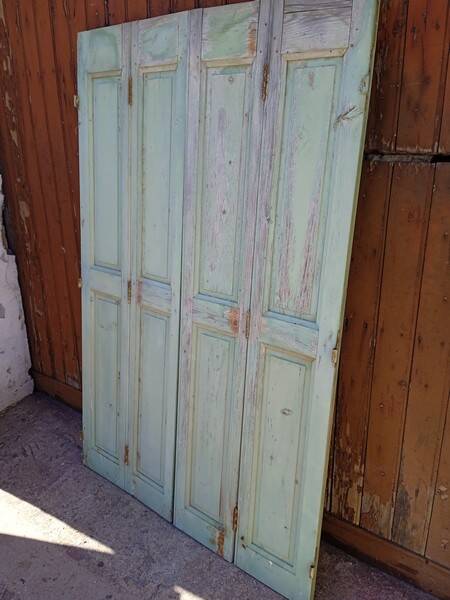 Set of shutters / 4 patinated woodwork elements 168 cm ep 1940