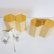 Molecular Double Light Honeycomb Flush Mounts in Fiberglass, 1950s, Set of 2