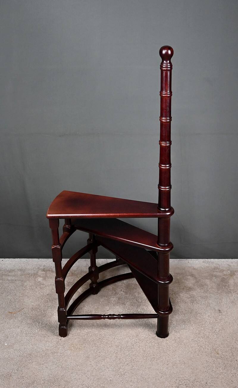 Library Staircase in Stained Beech – 20th Century