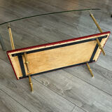 Vintage glass and brass coffee table