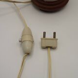 Pretty French vintage hand-painted ceramic floral lamp base on wooden plinth.