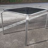 Smoked glass table and chrome space age 1975