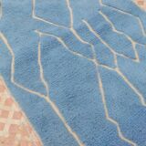 Beni Ouarain Berber rug in glacier blue with relief patterns - 152 x 100 cm