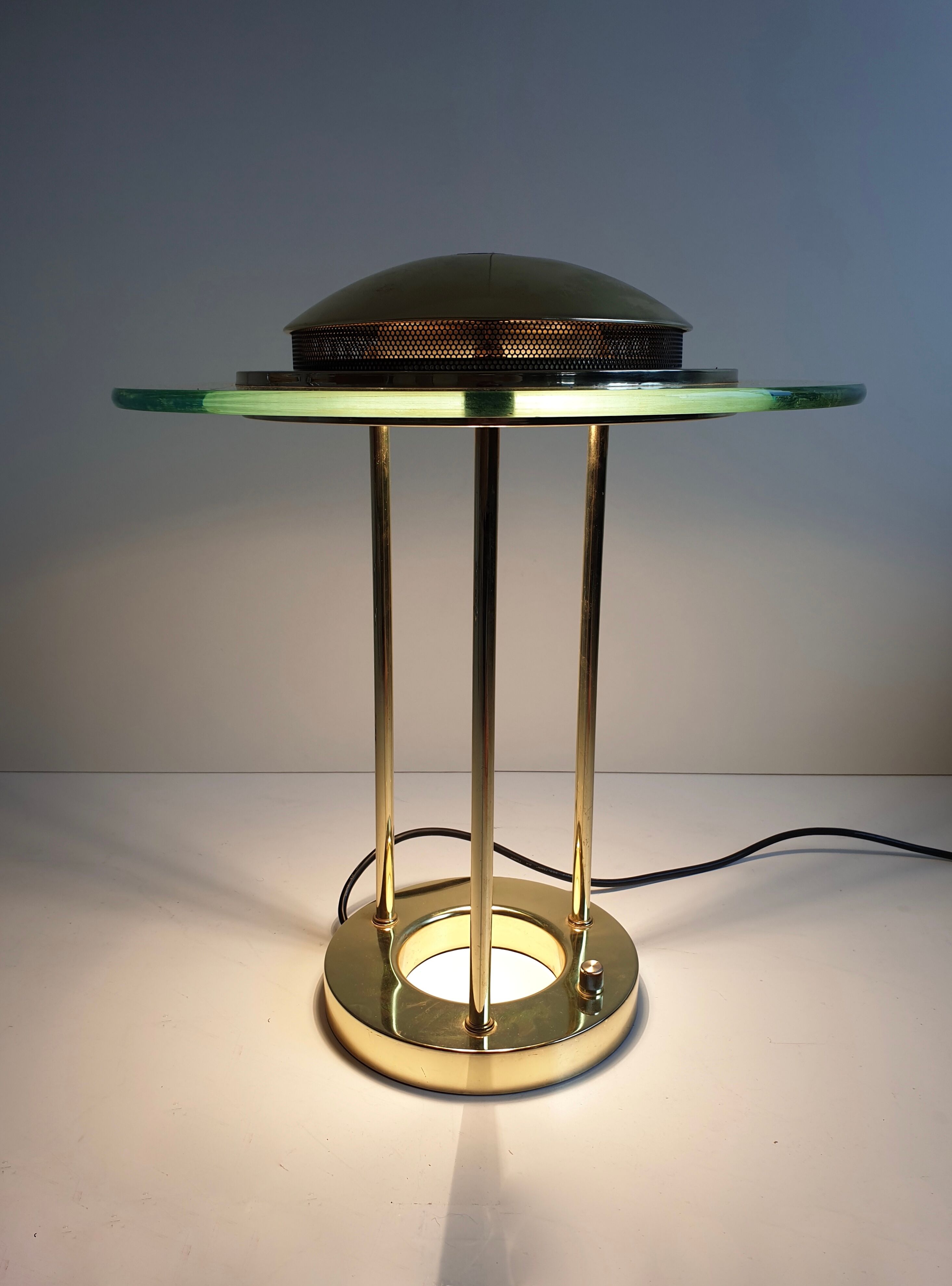 Vintage Brass 'Saturn' desk lamp by R. Sonneman for George Kovacs, c.1980