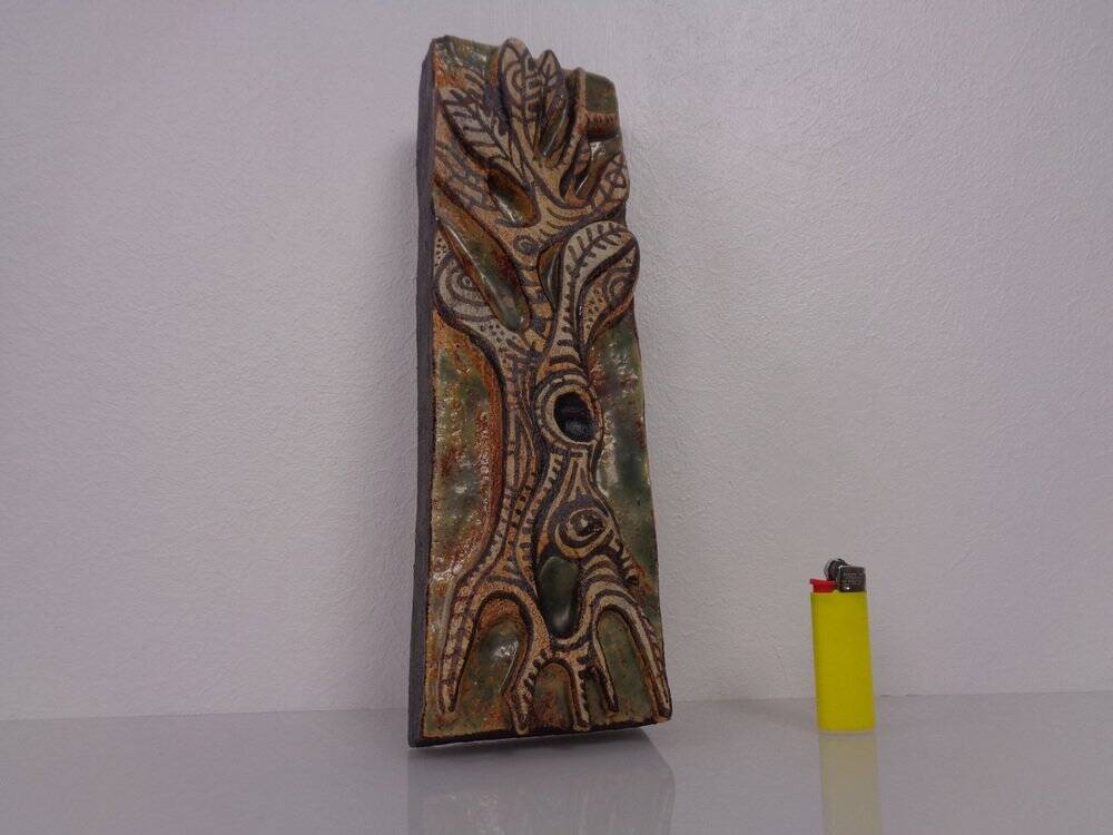 Studio ceramic wall plaque by Gerhard Liebenthron, Germany, 1983