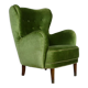 Danish lounge chair in green velvet, 1950s