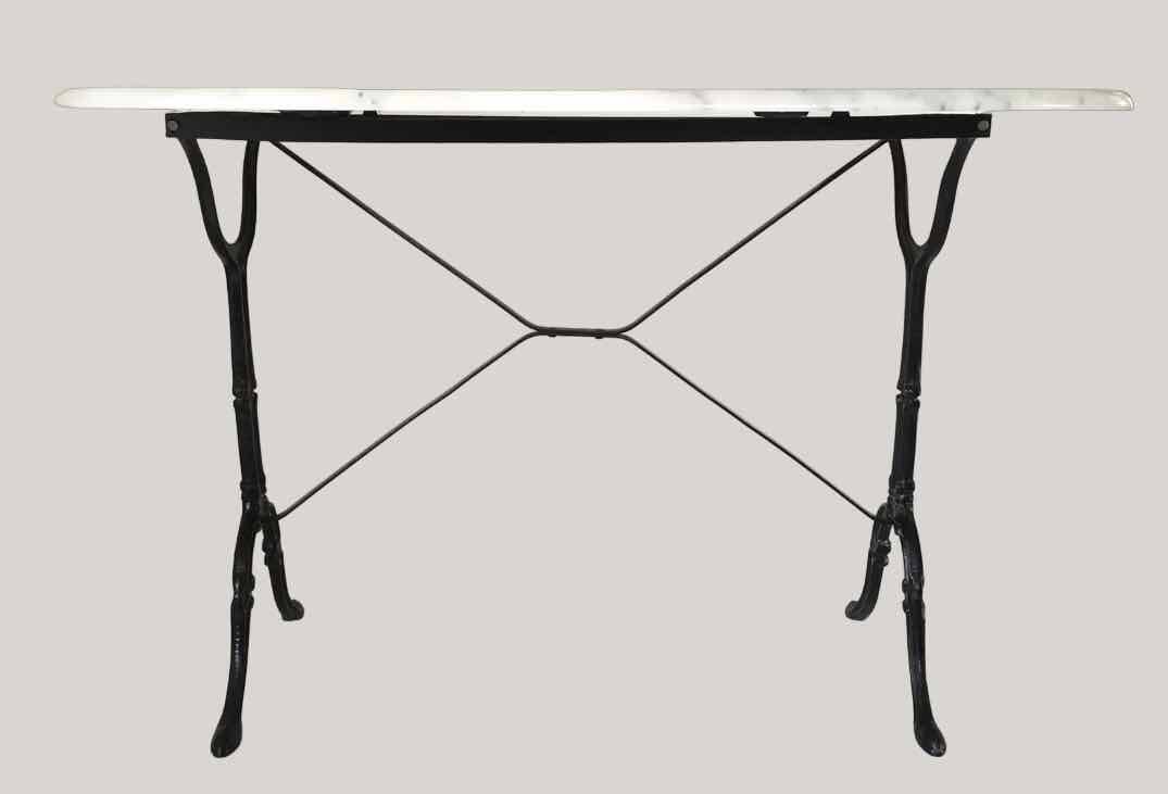 Oval marble and cast iron bistro table