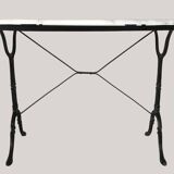 Oval marble and cast iron bistro table