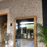 Mirror period 19th gilded with gold leaf 158.5cm / 113cm mercury ice pricked, parquet on the back.