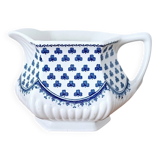 English blue and white milk jug, Adams of Brentwood English ironstone