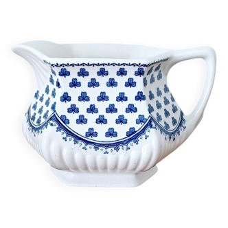 English blue and white milk jug, Adams of Brentwood English ironstone