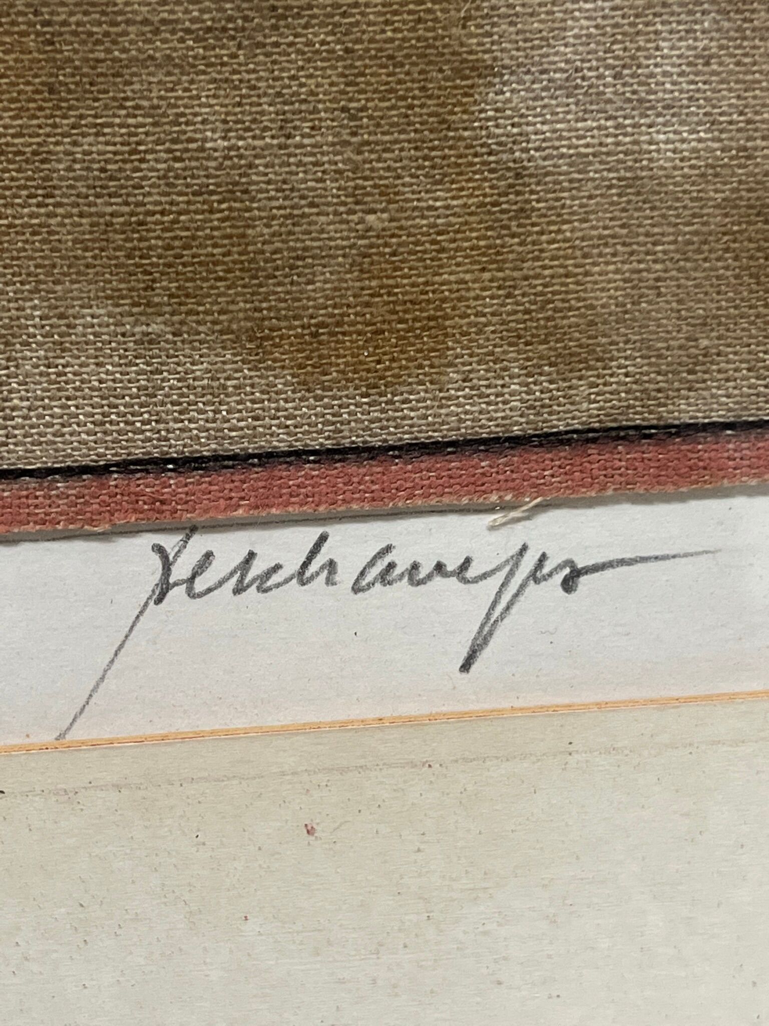 Work by Gérard Dechamps, painting using sewing and chalk techniques