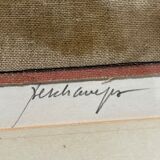 Work by Gérard Dechamps, painting using sewing and chalk techniques