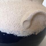 Blue enamelled terracotta pot