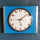 Vintage formica clock rectangular silent wall clock "Jaz golden blue"