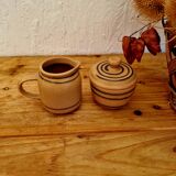Milk jug and sugar bowl in vintage stoneware