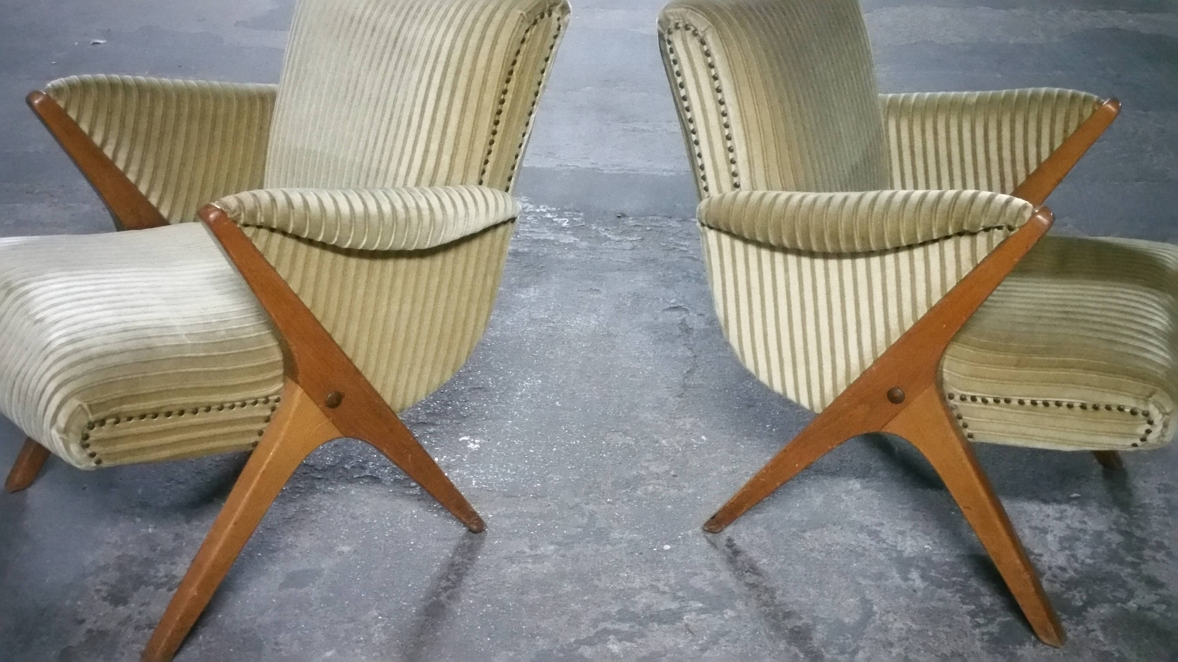 1/3 chairs 50s 60s Karpen compass