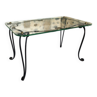 Table basse plateau verre années 50