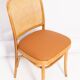 Thonet chair in rattan, camel faux leather and wood - 1960s