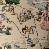 Old illustrated map of Gascony Béarn Basque Country 1929 - JP Pinchon