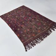 Burgundy Art Deco Vintage Kilim Rug, 118x124Cm