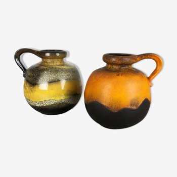 Ensemble de deux vases en poterie modèle "484-21" fabriqué par Scheurich Allemagne dans les années 1970