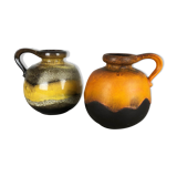 Set of two pottery fat lava vases model "484-21" made by Scheurich Germany 1970s