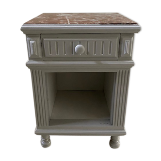 Restored wooden bedside, marble top