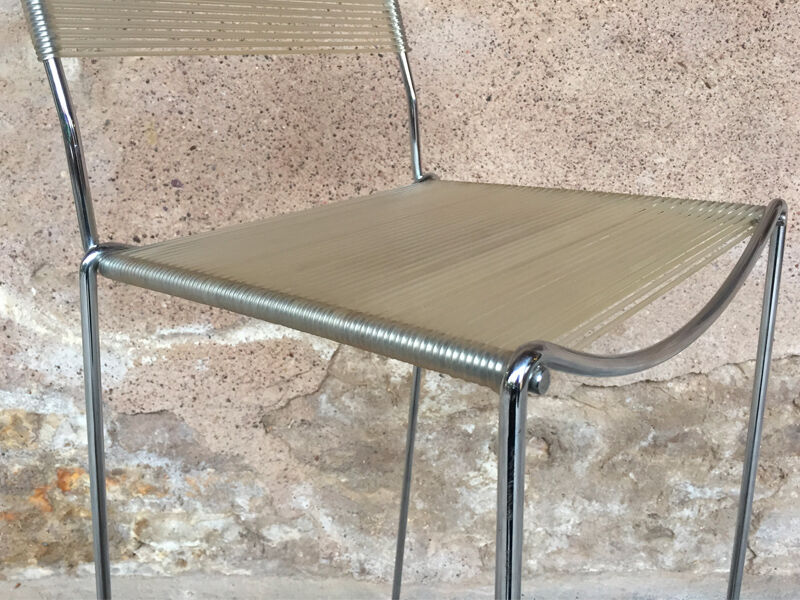 Bar stool high scoubidou vintage structure chrome