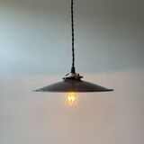 Ancienne suspension emaillee mouchetee 25 cm