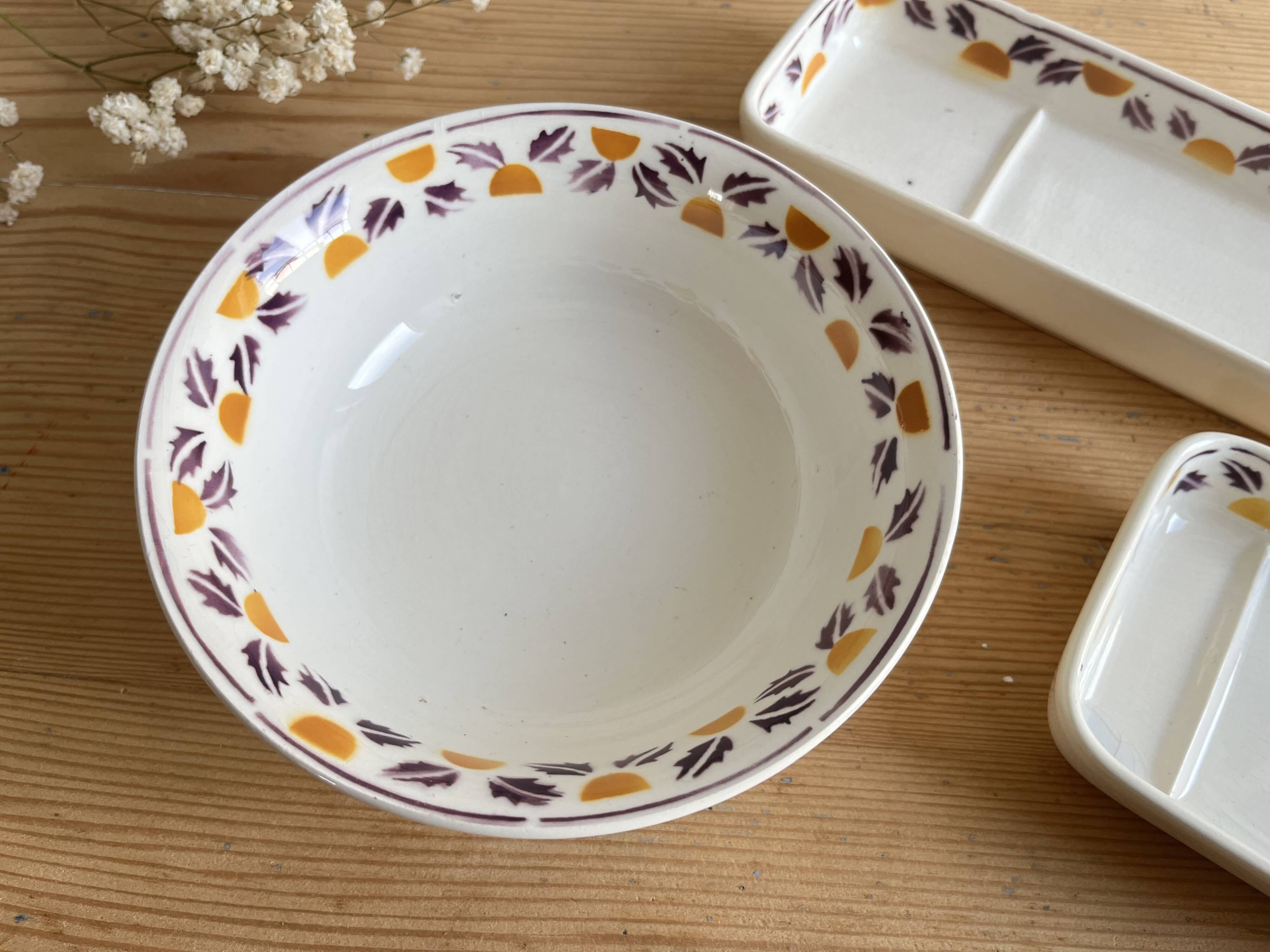 Bathroom set / earthenware soap dish Digoin Sarreguemines