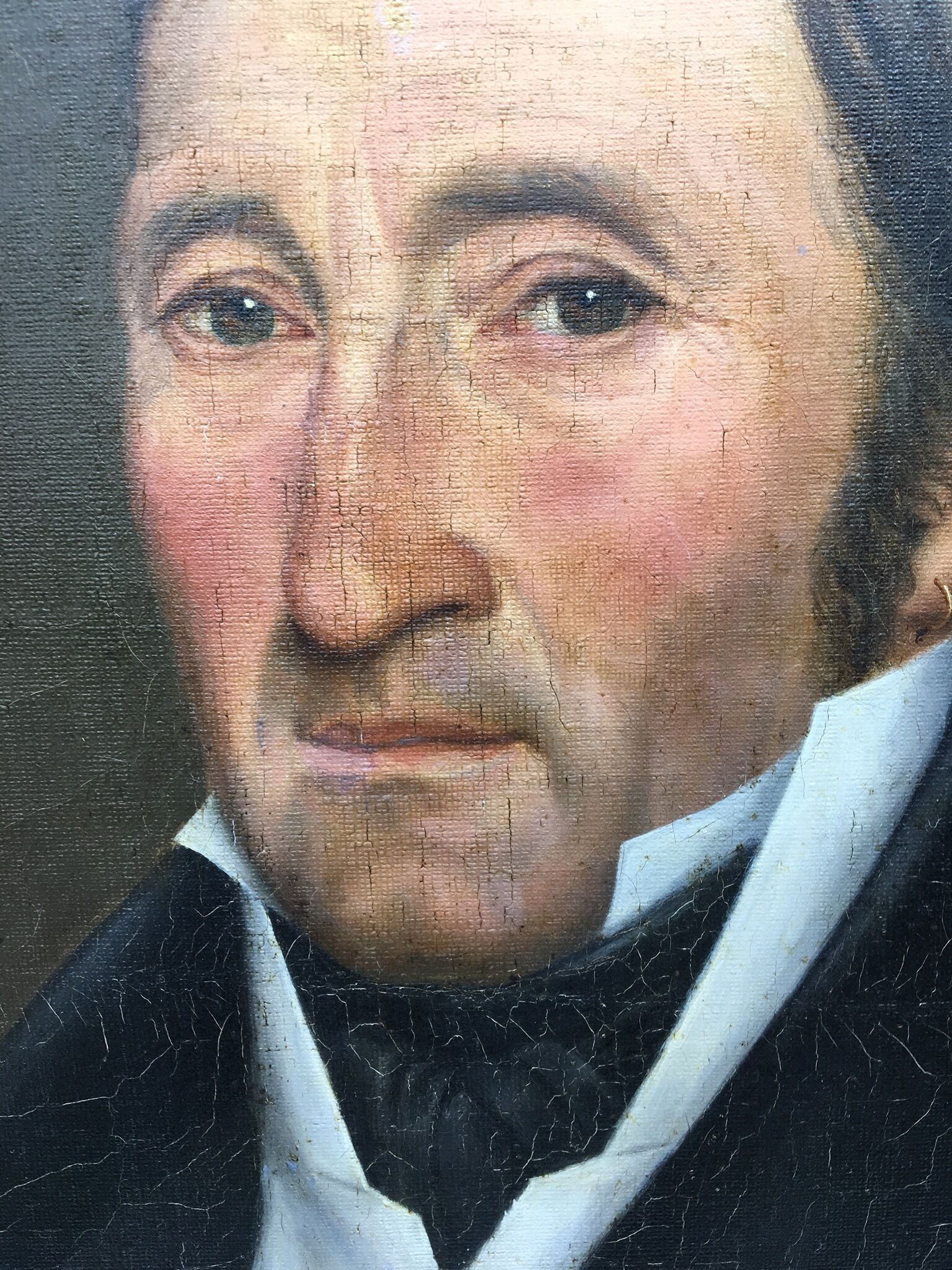 Signed painting, portrait of a gentleman with a book and an earring: 19th century